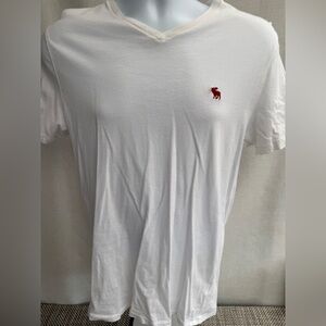 Abercrombie & Fitch White Short-Sleeve Tee with Red Moose Logo